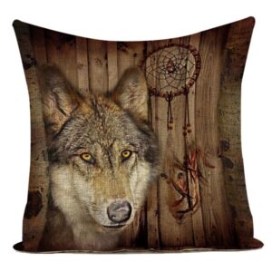 Kussenhoes Dromenvanger Bruin Amerikaanse Wolf