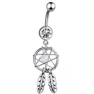 Navelpiercing Dromenvanger Wit Zilver