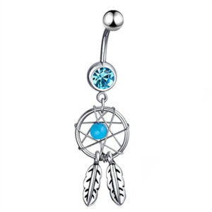 Navelpiercing Dromenvanger Zilver Lichtblauw