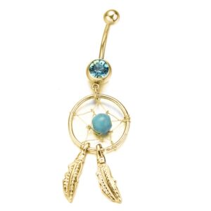 Navelpiercing Dromenvanger Goud Turquoise